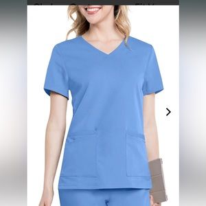 Set of 2 Urbane Ultimate V-neck Ceil Blue Scrub Tops- 1 NWT, 1 opened never used